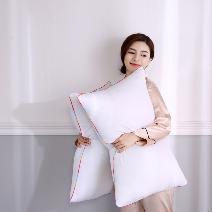 91家纺网 家纺一手货源 找家纺 沃兰国际 超柔酒店磨毛素雅白立体羽丝绒枕芯护颈椎安睡单人枕头