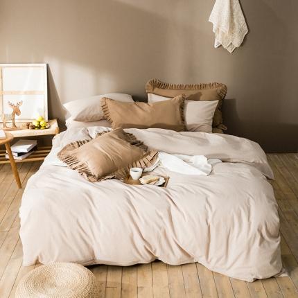 91家纺网 家纺一手货源 找家纺 2020春夏新款全棉色织水洗四件套 米色