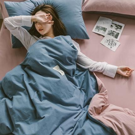 91家纺网 家纺一手货源 找家纺 （总）蓝巢家纺 2020年春夏新品全棉加厚水洗棉双拼款四件套