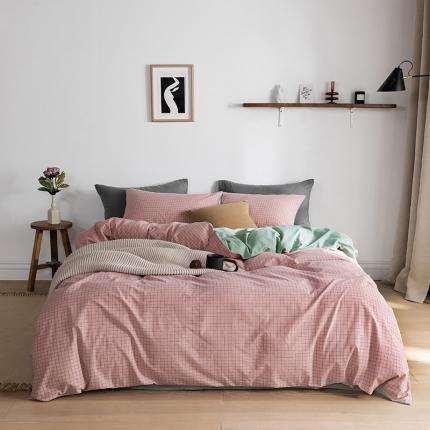 91家纺网 家纺一手货源 找家纺 （总）蓝巢家纺 2020年春夏新品全棉加厚水洗棉双拼款四件套