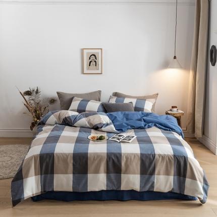 91家纺网 家纺一手货源 找家纺 （总）蓝巢家纺 2020年春夏新品全棉加厚水洗棉双拼款四件套