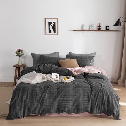 91家纺网 家纺一手货源 找家纺 （总）蓝巢家纺 2020年春夏新品全棉加厚水洗棉双拼款四件套