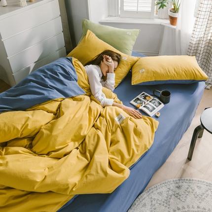 91家纺网 家纺一手货源 找家纺 （总）蓝巢家纺 2020年春夏新品全棉加厚水洗棉双拼款四件套