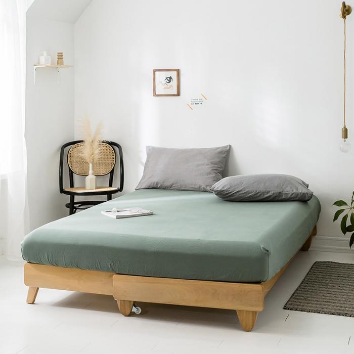 91家纺网 家纺一手货源 找家纺 蓝巢家纺 2020年春夏新品全棉加厚水洗棉单品床笠 复古绿