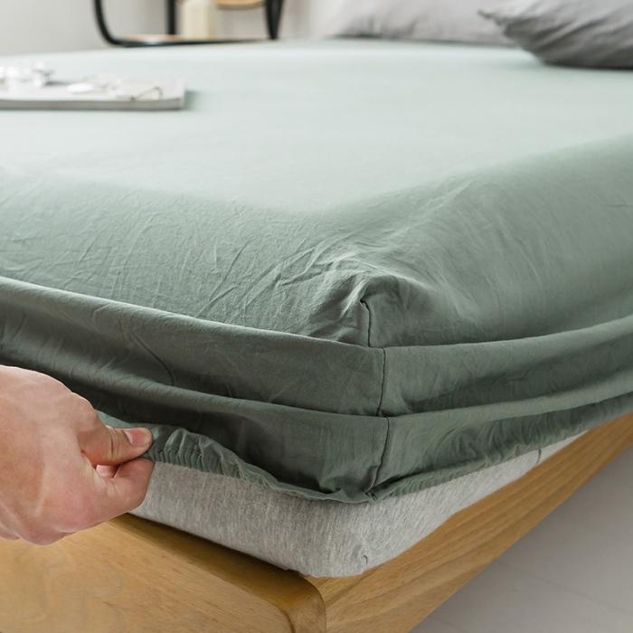 91家纺网 家纺一手货源 找家纺 蓝巢家纺 2020年春夏新品全棉加厚水洗棉单品床笠 复古绿