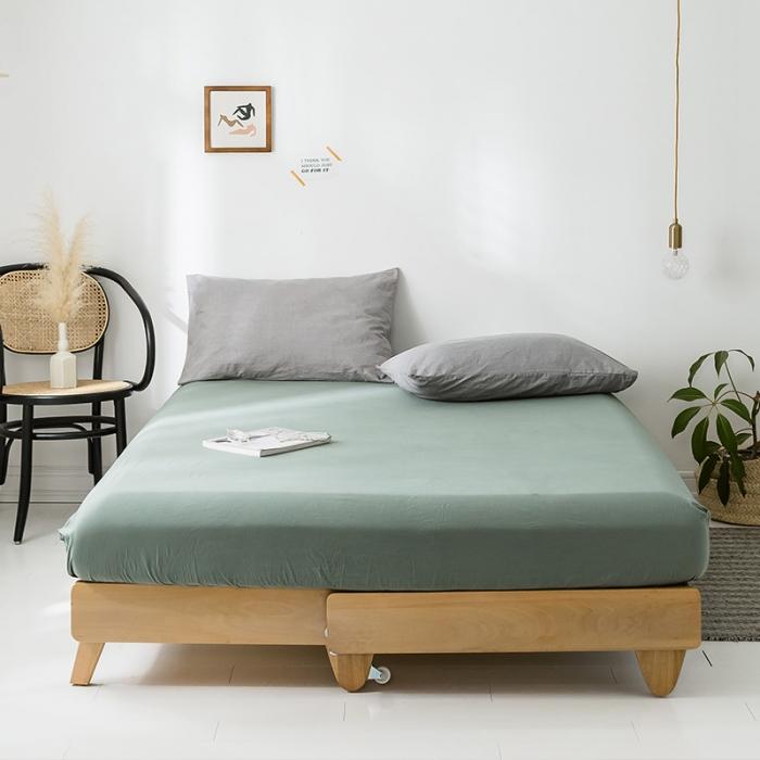 91家纺网 家纺一手货源 找家纺 蓝巢家纺 2020年春夏新品全棉加厚水洗棉单品床笠 复古绿