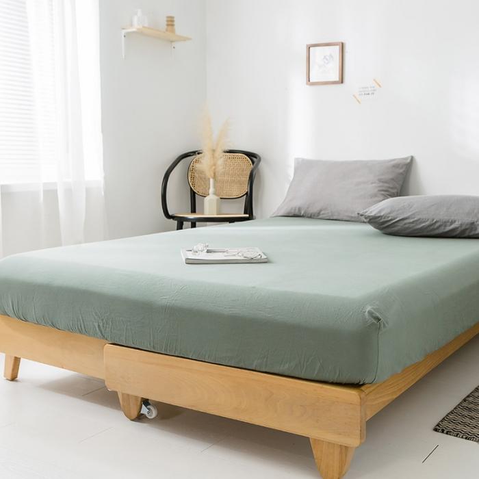 91家纺网 家纺一手货源 找家纺 蓝巢家纺 2020年春夏新品全棉加厚水洗棉单品床笠 复古绿