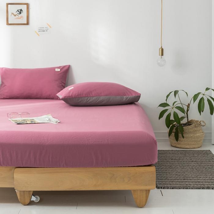 91家纺网 家纺一手货源 找家纺 蓝巢家纺 2020年春夏新品全棉加厚水洗棉单品床笠 海棠红