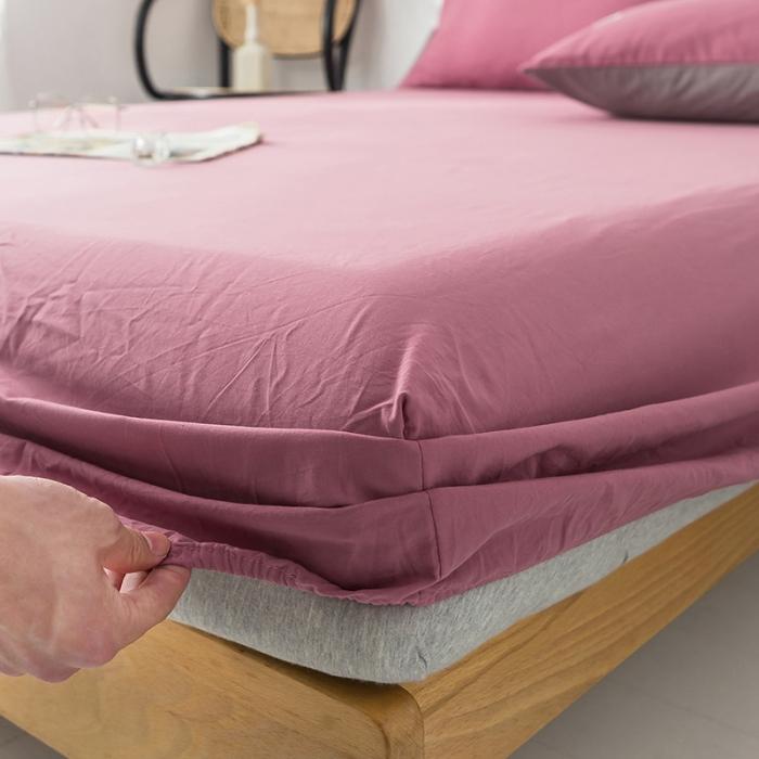 91家纺网 家纺一手货源 找家纺 蓝巢家纺 2020年春夏新品全棉加厚水洗棉单品床笠 海棠红