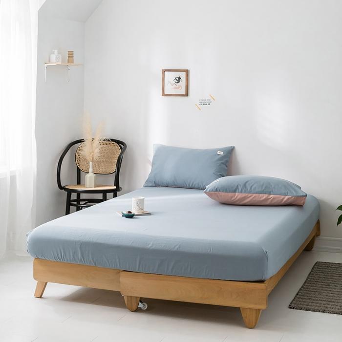 91家纺网 家纺一手货源 找家纺 蓝巢家纺 2020年春夏新品全棉加厚水洗棉单品床笠 湖蓝