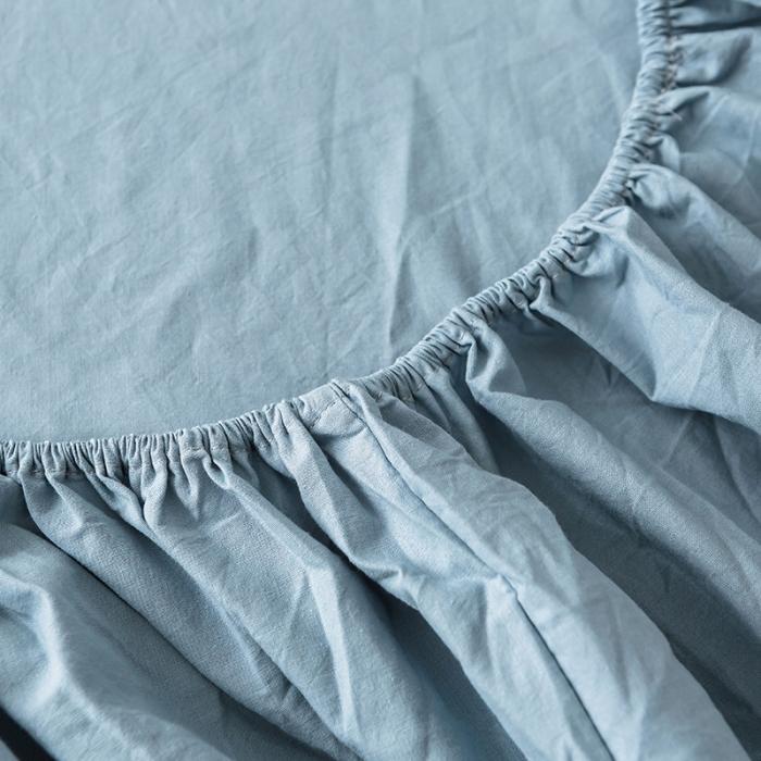 91家纺网 家纺一手货源 找家纺 蓝巢家纺 2020年春夏新品全棉加厚水洗棉单品床笠 湖蓝