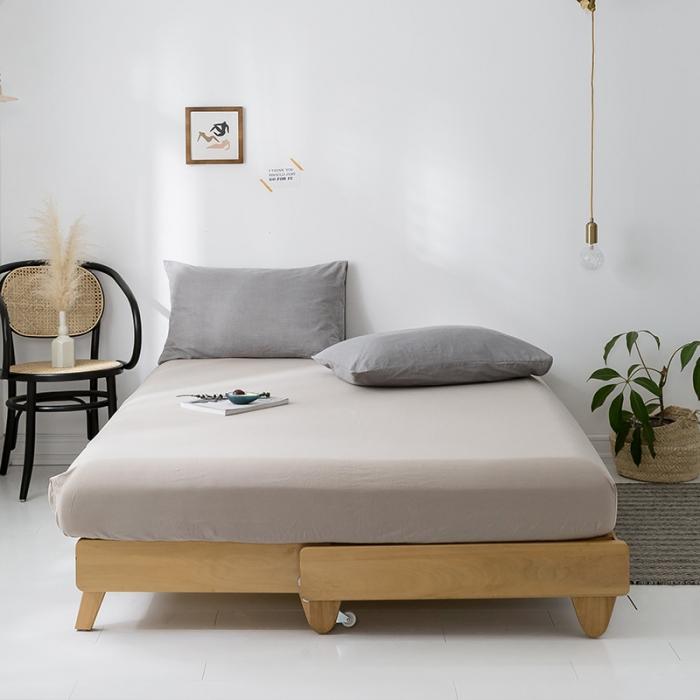 91家纺网 家纺一手货源 找家纺 蓝巢家纺 2020年春夏新品全棉加厚水洗棉单品床笠 卡其