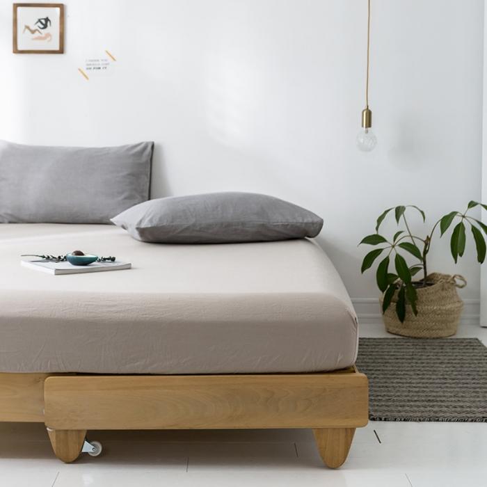 91家纺网 家纺一手货源 找家纺 蓝巢家纺 2020年春夏新品全棉加厚水洗棉单品床笠 卡其