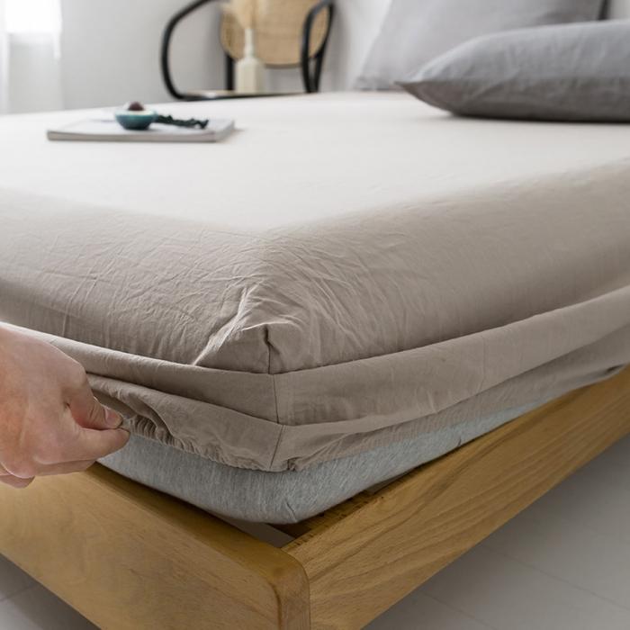 91家纺网 家纺一手货源 找家纺 蓝巢家纺 2020年春夏新品全棉加厚水洗棉单品床笠 卡其