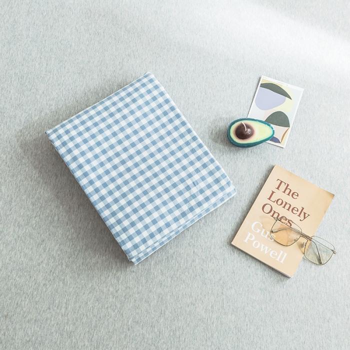 91家纺网 家纺一手货源 找家纺 蓝巢家纺 2020年春夏新品全棉加厚水洗棉单品床笠 蓝小格