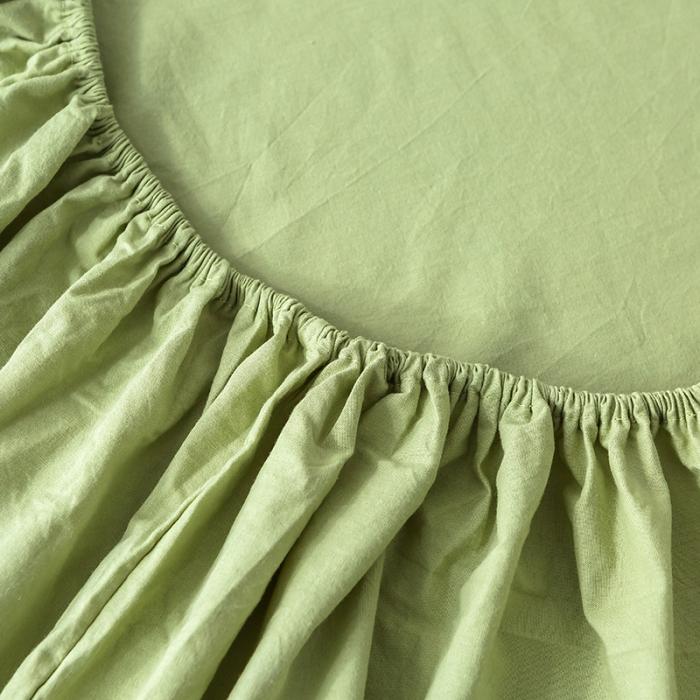 91家纺网 家纺一手货源 找家纺 蓝巢家纺 2020年春夏新品全棉加厚水洗棉单品床笠 抹茶绿