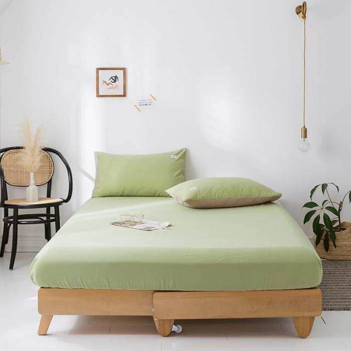 91家纺网 家纺一手货源 找家纺 蓝巢家纺 2020年春夏新品全棉加厚水洗棉单品床笠 抹茶绿