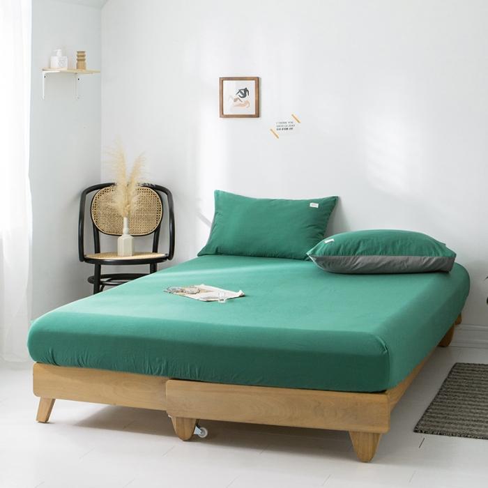 91家纺网 家纺一手货源 找家纺 蓝巢家纺 2020年春夏新品全棉加厚水洗棉单品床笠 墨绿