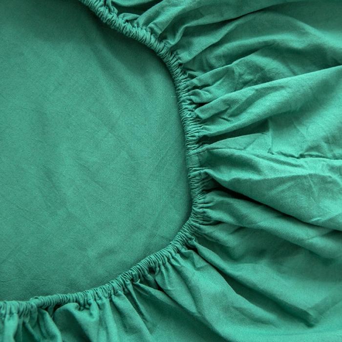 91家纺网 家纺一手货源 找家纺 蓝巢家纺 2020年春夏新品全棉加厚水洗棉单品床笠 墨绿