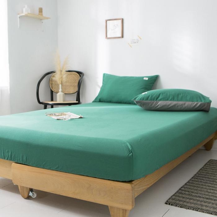 91家纺网 家纺一手货源 找家纺 蓝巢家纺 2020年春夏新品全棉加厚水洗棉单品床笠 墨绿