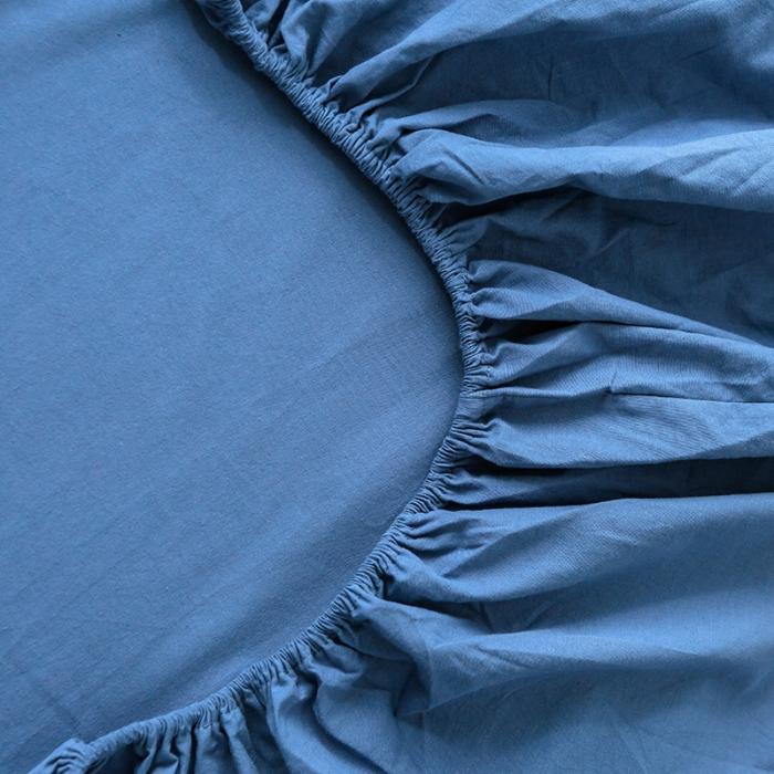 91家纺网 家纺一手货源 找家纺 蓝巢家纺 2020年春夏新品全棉加厚水洗棉单品床笠 牛仔蓝
