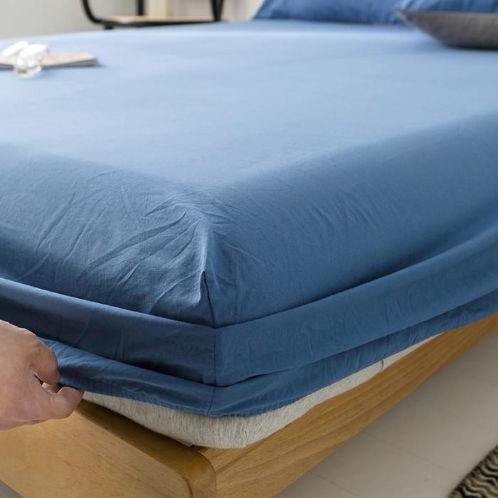 91家纺网 家纺一手货源 找家纺 蓝巢家纺 2020年春夏新品全棉加厚水洗棉单品床笠 牛仔蓝