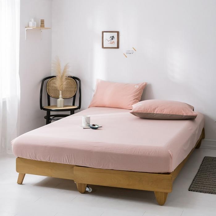 91家纺网 家纺一手货源 找家纺 蓝巢家纺 2020年春夏新品全棉加厚水洗棉单品床笠 浅粉