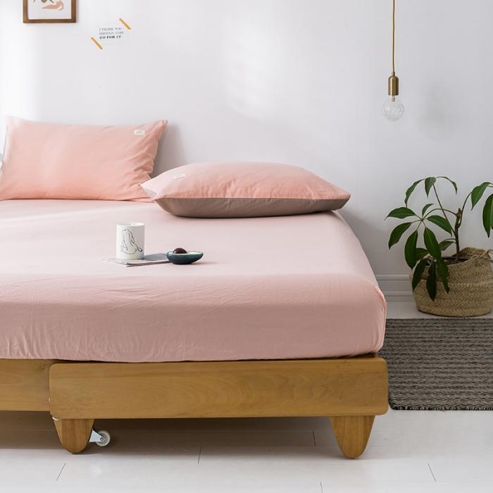 91家纺网 家纺一手货源 找家纺 蓝巢家纺 2020年春夏新品全棉加厚水洗棉单品床笠 浅粉