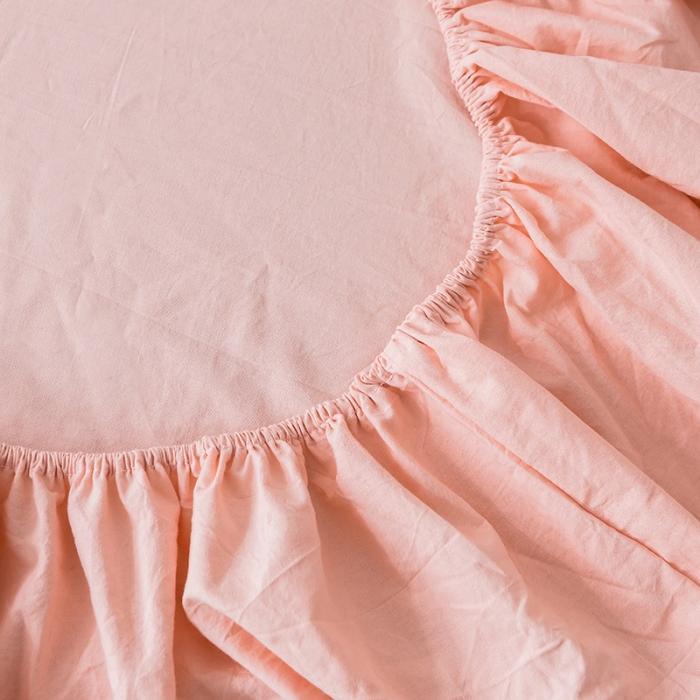 91家纺网 家纺一手货源 找家纺 蓝巢家纺 2020年春夏新品全棉加厚水洗棉单品床笠 浅粉