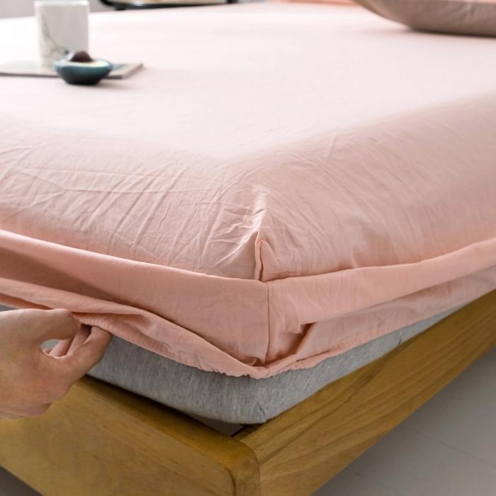 91家纺网 家纺一手货源 找家纺 蓝巢家纺 2020年春夏新品全棉加厚水洗棉单品床笠 浅粉