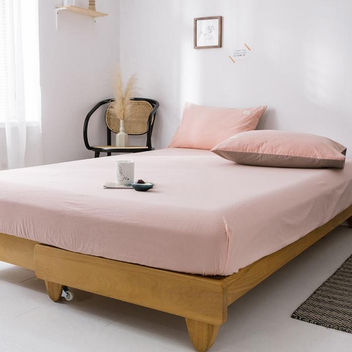 91家纺网 家纺一手货源 找家纺 蓝巢家纺 2020年春夏新品全棉加厚水洗棉单品床笠 浅粉