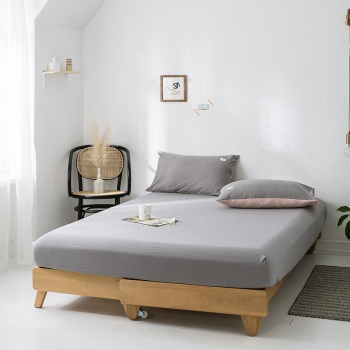 91家纺网 家纺一手货源 找家纺 蓝巢家纺 2020年春夏新品全棉加厚水洗棉单品床笠 浅灰