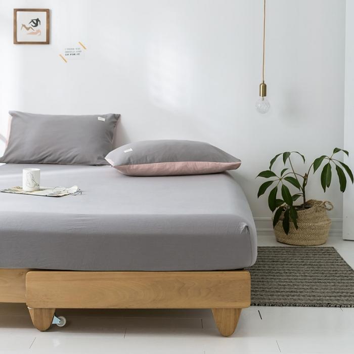 91家纺网 家纺一手货源 找家纺 蓝巢家纺 2020年春夏新品全棉加厚水洗棉单品床笠 浅灰