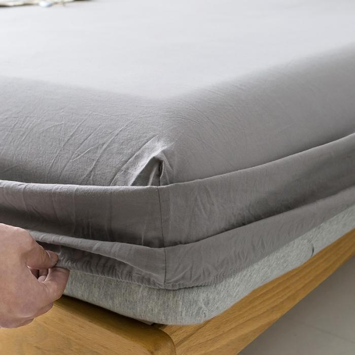 91家纺网 家纺一手货源 找家纺 蓝巢家纺 2020年春夏新品全棉加厚水洗棉单品床笠 浅灰