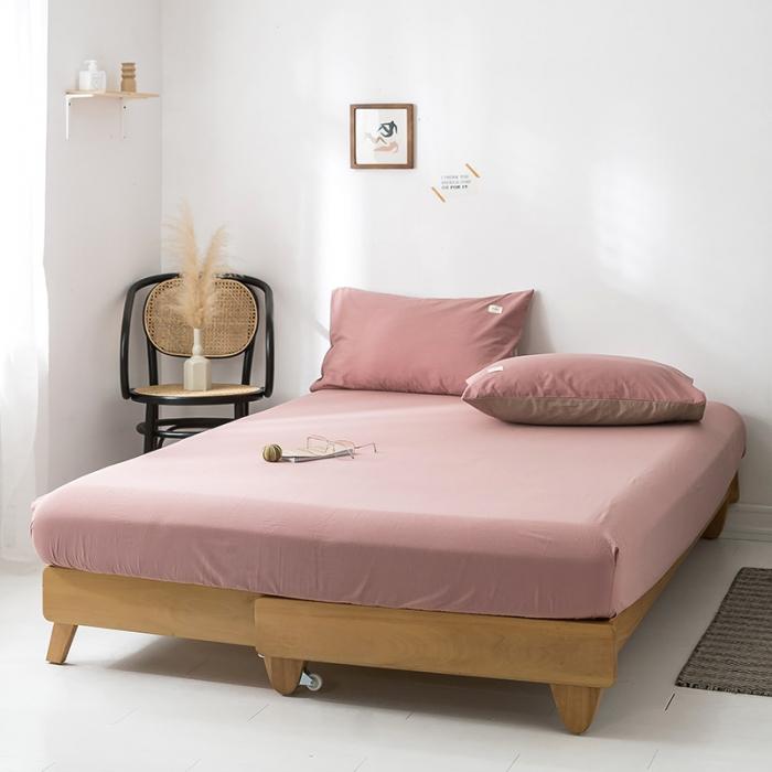 91家纺网 家纺一手货源 找家纺 蓝巢家纺 2020年春夏新品全棉加厚水洗棉单品床笠 珊瑚红