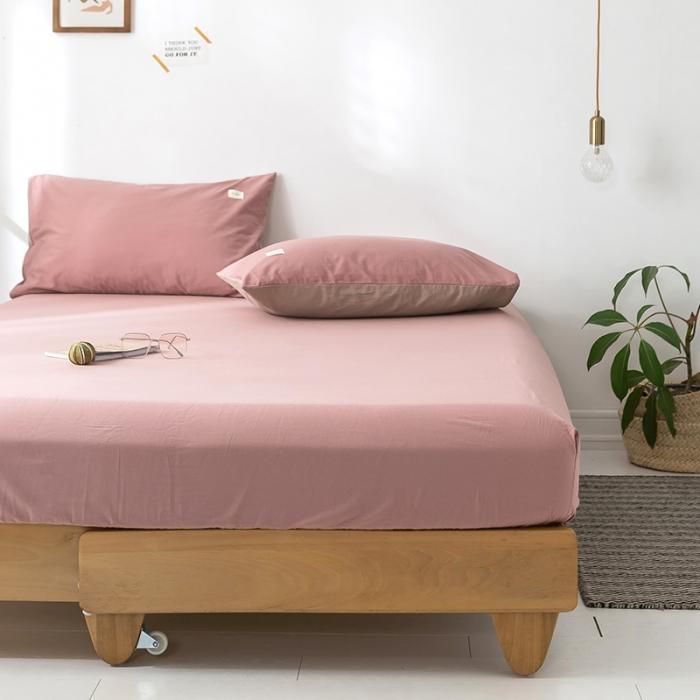 91家纺网 家纺一手货源 找家纺 蓝巢家纺 2020年春夏新品全棉加厚水洗棉单品床笠 珊瑚红