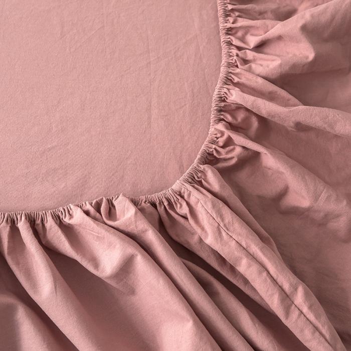 91家纺网 家纺一手货源 找家纺 蓝巢家纺 2020年春夏新品全棉加厚水洗棉单品床笠 珊瑚红