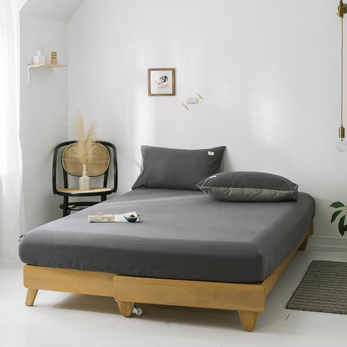 91家纺网 家纺一手货源 找家纺 蓝巢家纺 2020年春夏新品全棉加厚水洗棉单品床笠 深灰