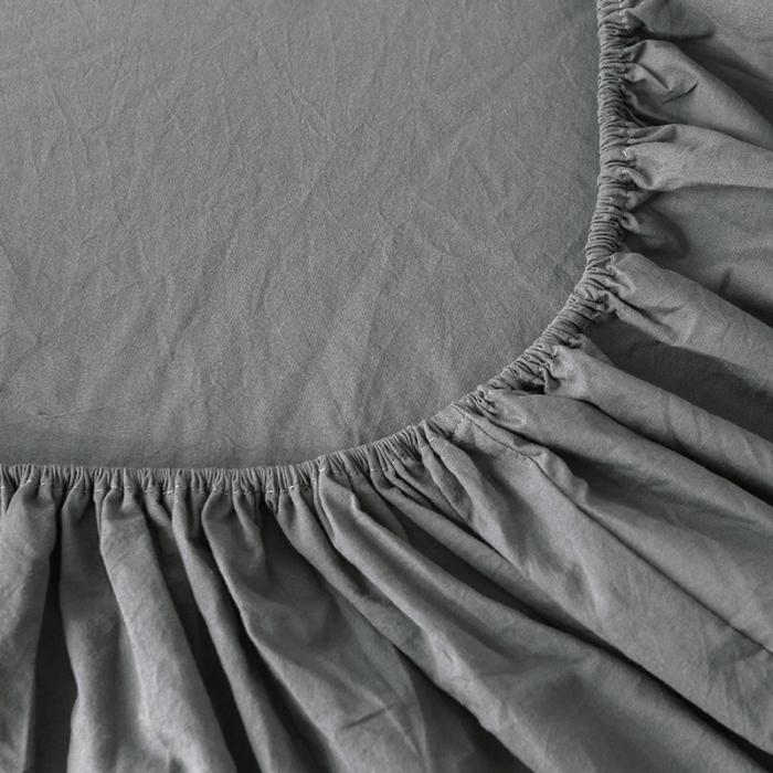 91家纺网 家纺一手货源 找家纺 蓝巢家纺 2020年春夏新品全棉加厚水洗棉单品床笠 深灰