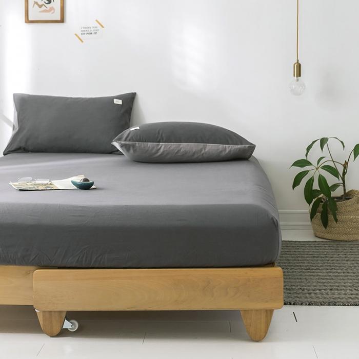 91家纺网 家纺一手货源 找家纺 蓝巢家纺 2020年春夏新品全棉加厚水洗棉单品床笠 深灰