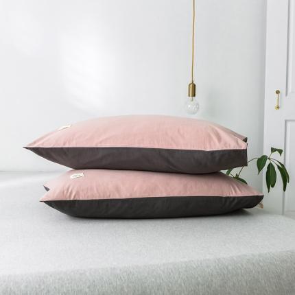 91家纺网 家纺一手货源 找家纺 蓝巢 2020全棉加厚水洗棉单品枕套48*74*2 豆沙深灰