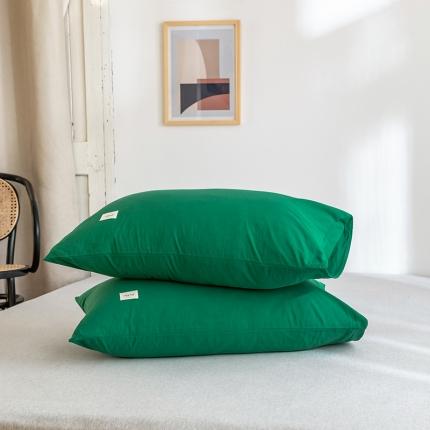 91家纺网 家纺一手货源 找家纺 蓝巢 2020年全棉加厚水洗棉单品枕套48*74*2 素墨绿