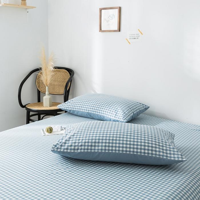 91家纺网 家纺一手货源 找家纺 蓝巢 2020年全棉加厚水洗棉单品枕套48*74*2 蓝小格