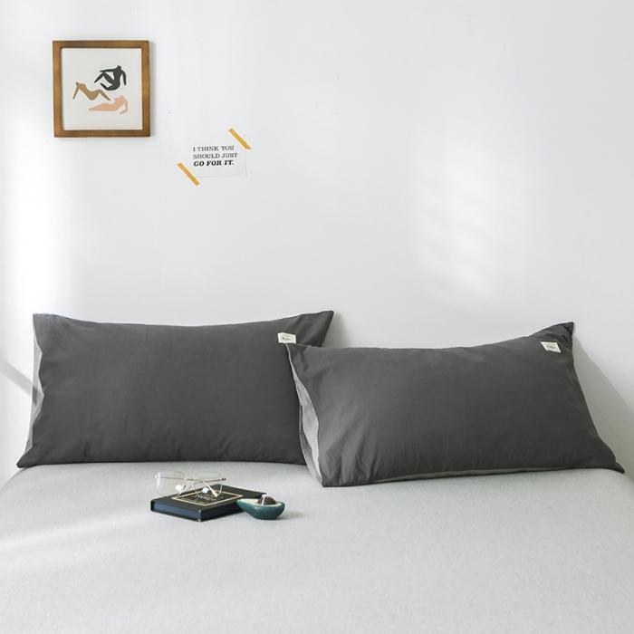 91家纺网 家纺一手货源 找家纺 蓝巢 2020全棉加厚水洗棉单品枕套48*74*2 深灰浅灰