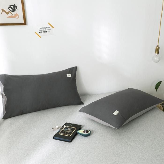 91家纺网 家纺一手货源 找家纺 蓝巢 2020全棉加厚水洗棉单品枕套48*74*2 深灰浅灰