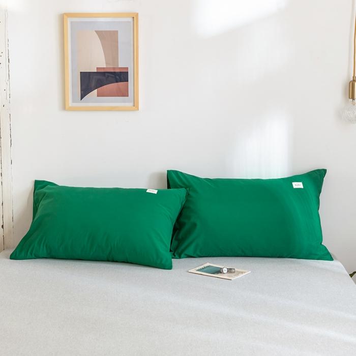 91家纺网 家纺一手货源 找家纺 蓝巢 2020年全棉加厚水洗棉单品枕套48*74*2 素墨绿