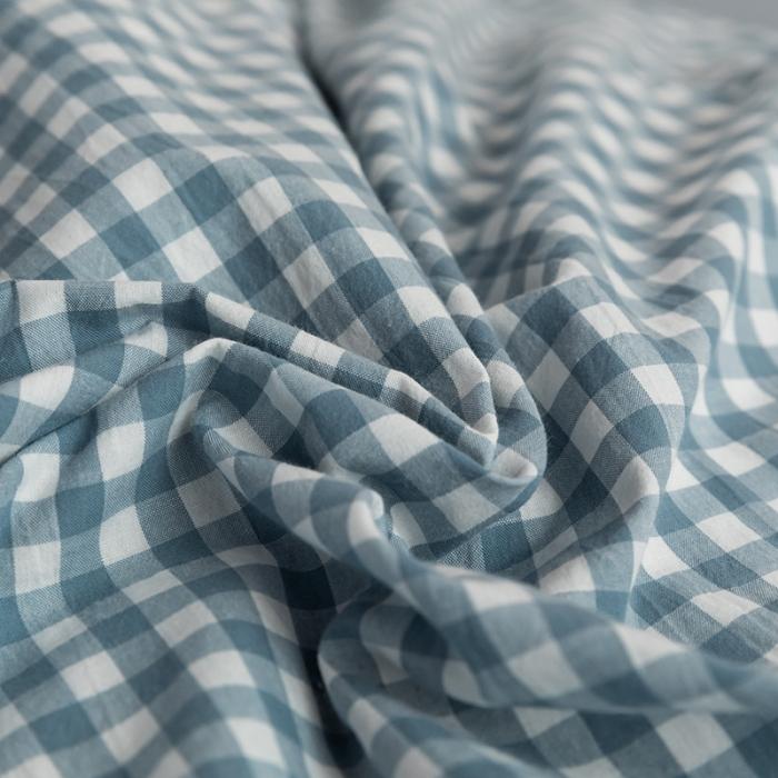 91家纺网 家纺一手货源 找家纺 蓝巢家纺 2020年春夏新品全棉加厚水洗棉双拼款四件套蓝小格