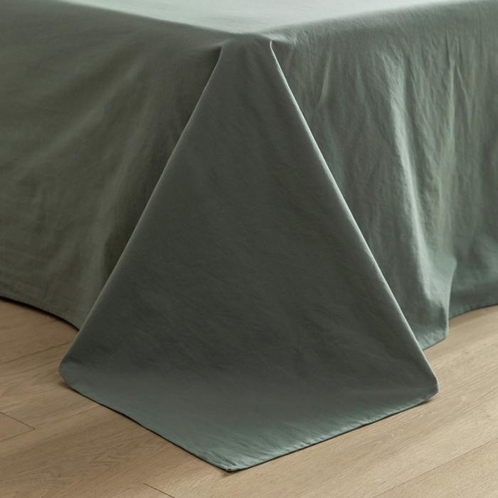 91家纺网 家纺一手货源 找家纺 蓝巢家纺 2020年春夏新品全棉加厚水洗棉双拼款四件套绿小格