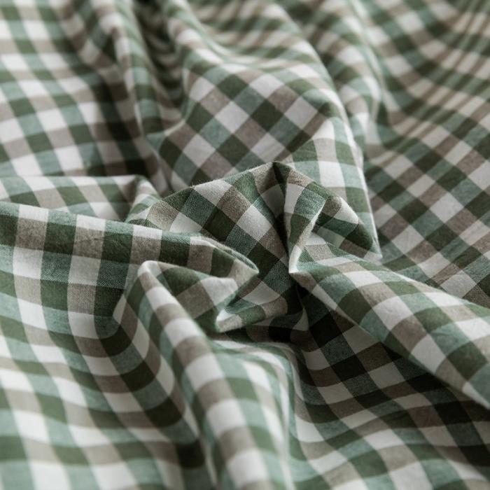 91家纺网 家纺一手货源 找家纺 蓝巢家纺 2020年春夏新品全棉加厚水洗棉双拼款四件套绿小格