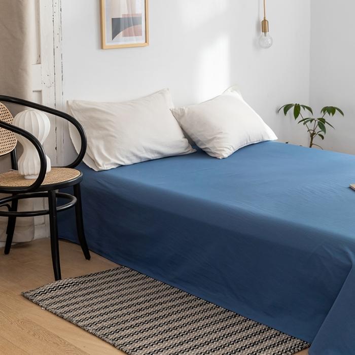 91家纺网 家纺一手货源 找家纺 蓝巢家纺 2020年春夏新品全棉加厚水洗棉床单 宾利蓝